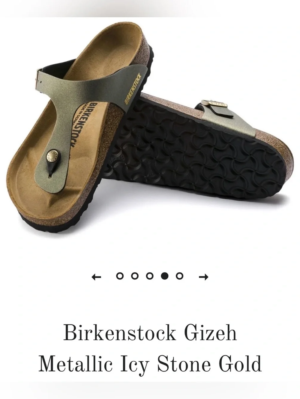 NIB Birkenstock Gizeh Icy Metallic Stone Gold Sandal Size 40 Normal Width
